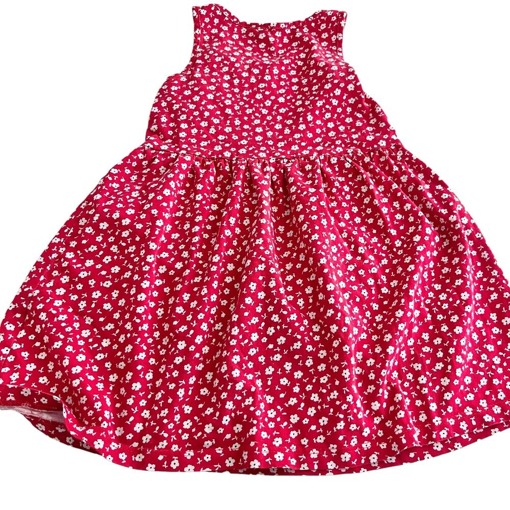 H&M Girls Red Floral Sleeveless Summer Dress Size 2-4